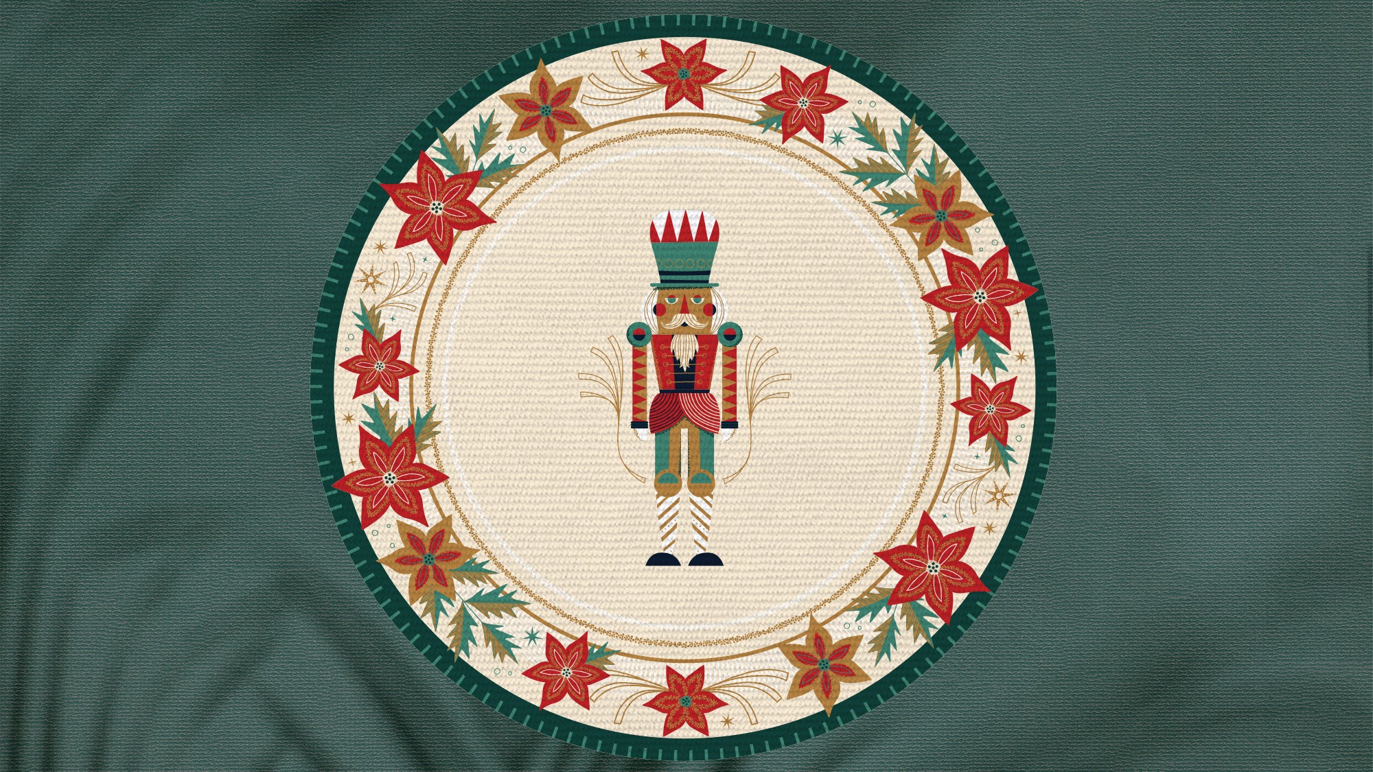 Round Nutcracker  (2 fabric placemats)